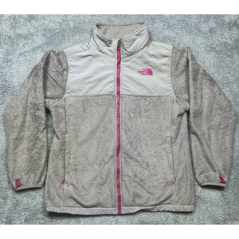 The North Face Girls XL (18) Oso Plush Fleece Full Zip Jacket-Gray w/‎ Pink